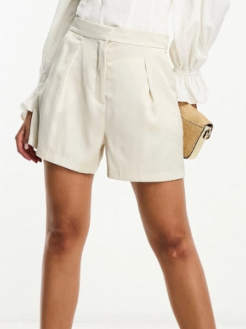 Abercrombie & Fitch Cream High Waist Tailored Shorts Sz Small